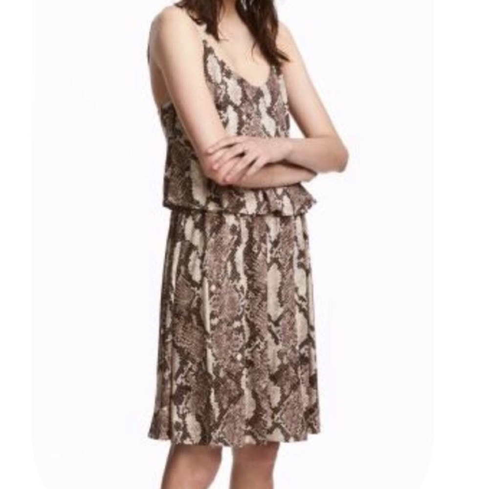 H&M Snakeskin Mini Dress Sz Small Brown/Tan Color
